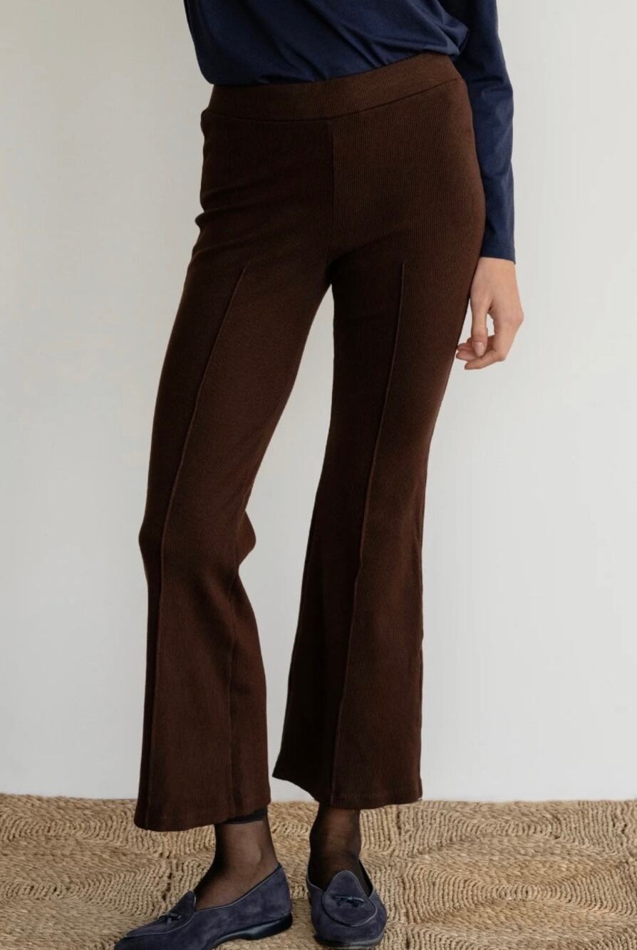 Donni rib crop kick flare pants in espresso brown L large